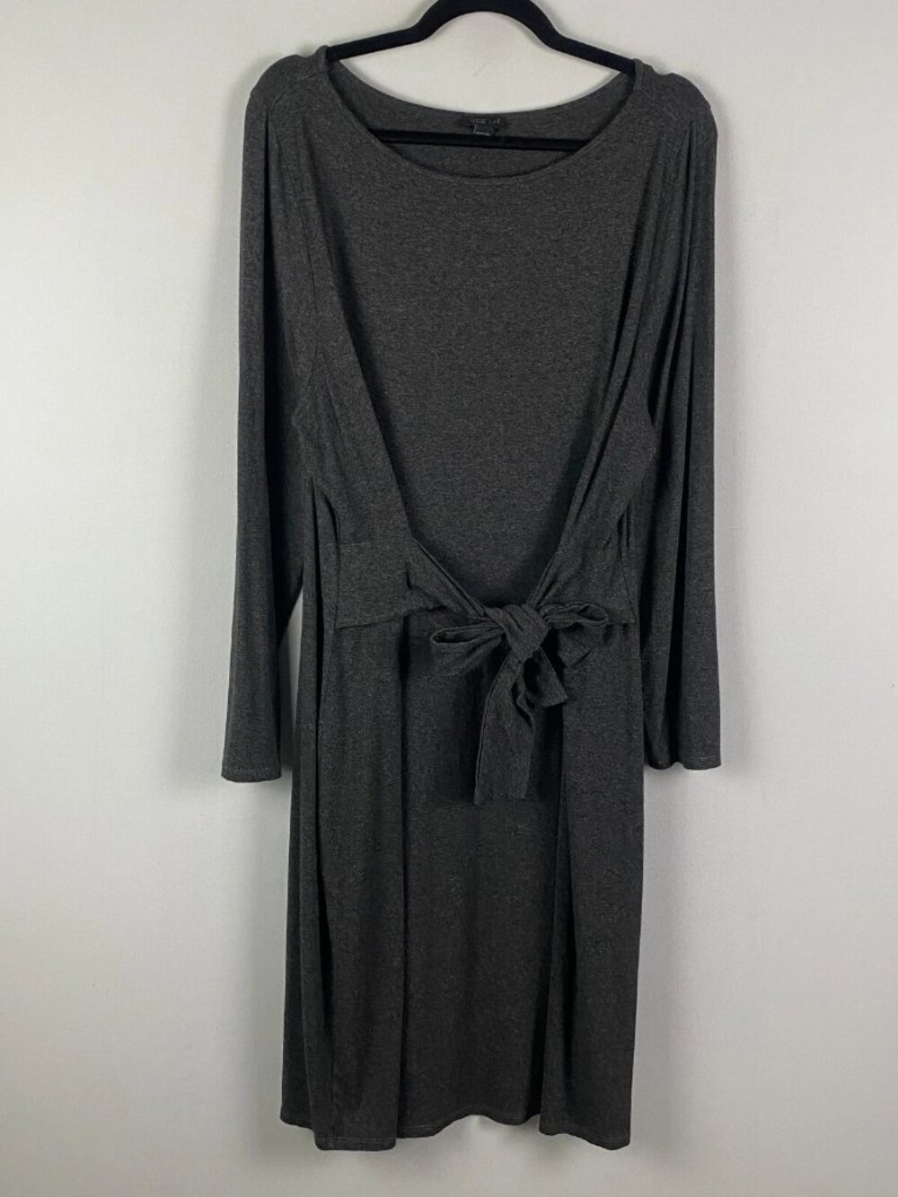 J Jill Wearever Collection Tie Front Dress Size XL Gray Long Sleeve Stretch